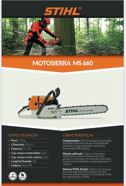 MOTOSIERRA 660 PROFESIONAL+ACEITE: " RENDIMIENTO PRODESIONAL AL MEJOR PRECIO"