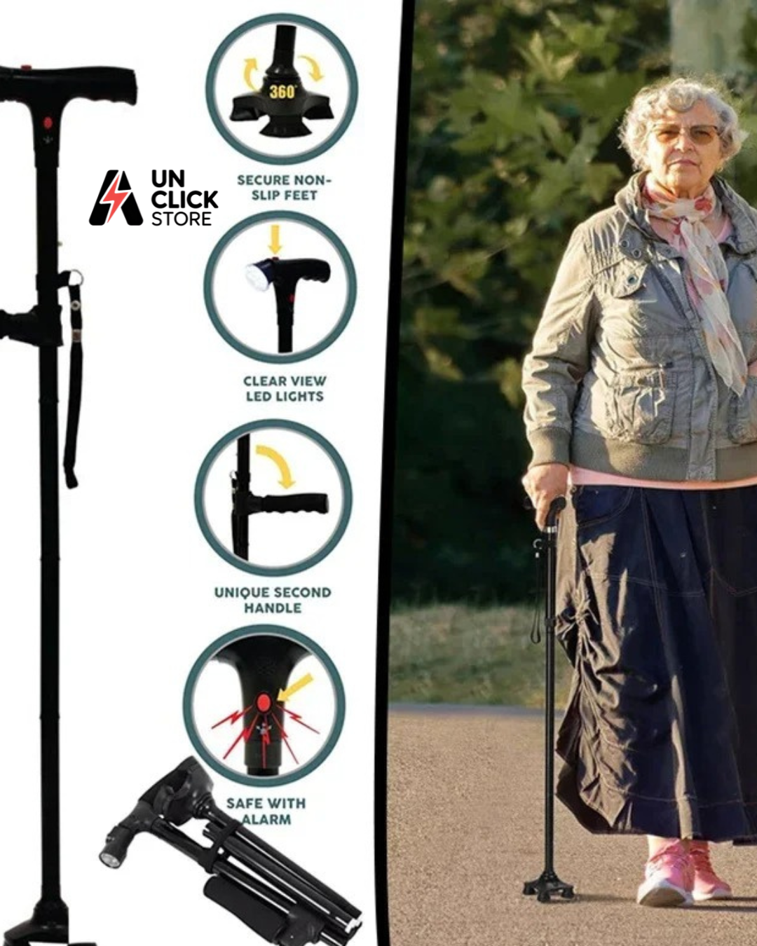 BASTÓN PLEGABLE CON LUZ LED