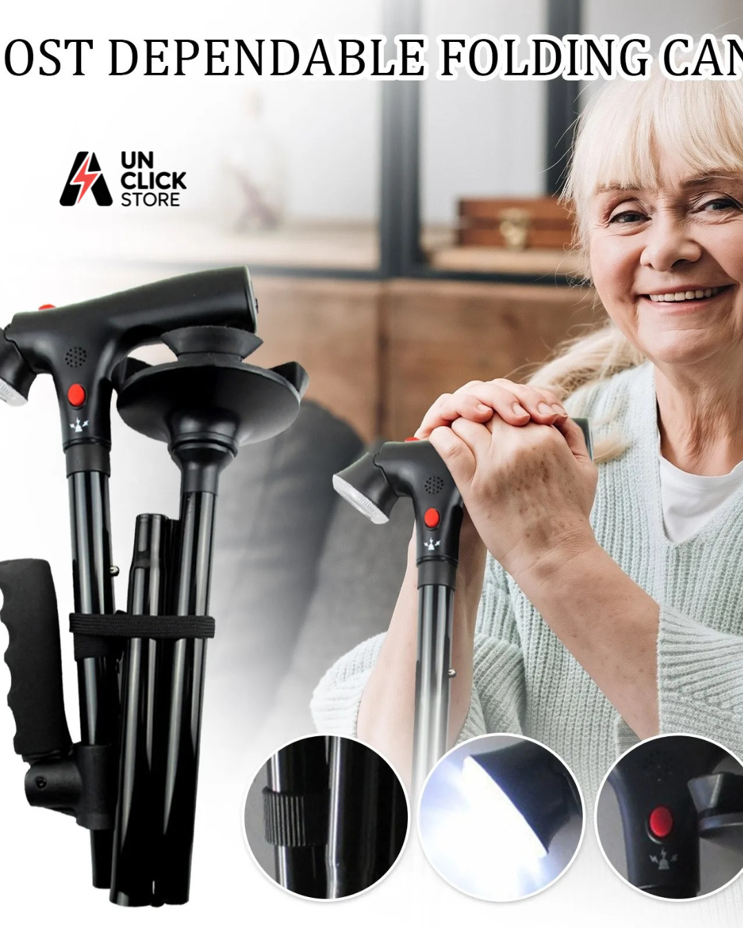 BASTÓN PLEGABLE CON LUZ LED